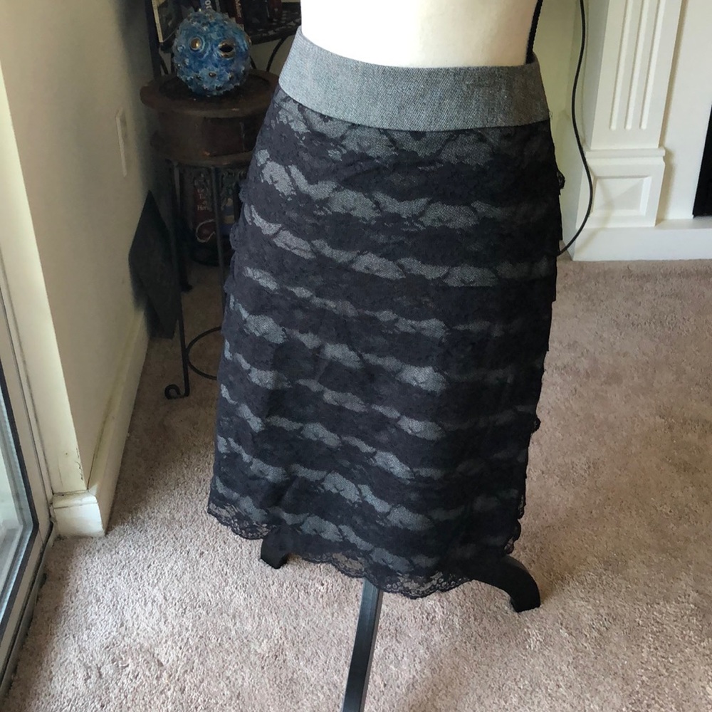 Black lace pencil skirt